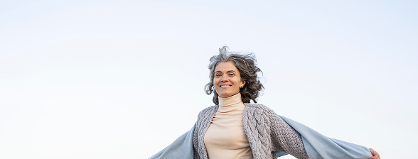 Woman enjoying fresh air outdoors